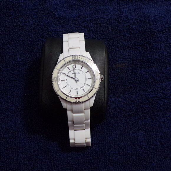 Fossil White Band Stainless Wrist Watch - Picture 3 of 5